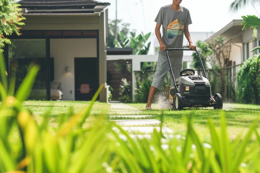 lawn mowing set