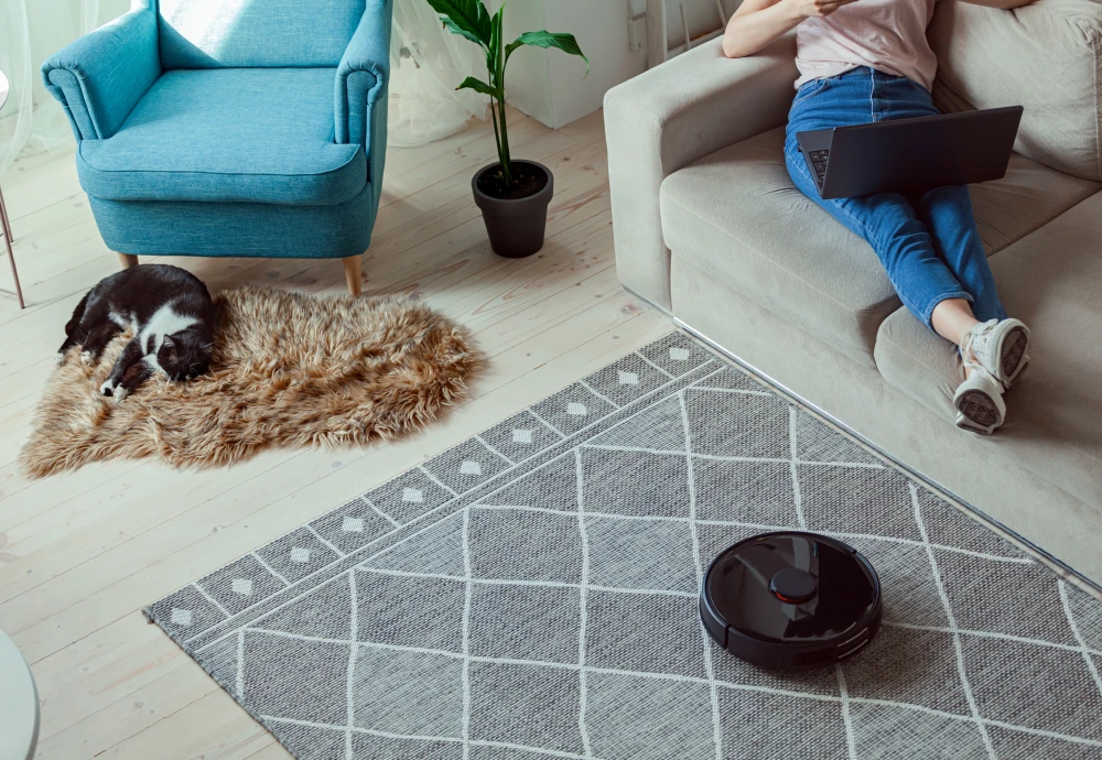 robot vacuum cleaner on carpet